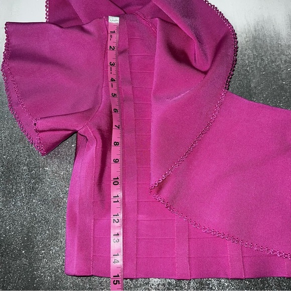 Marciano Pink Ruffle One Sleeve Party Crop - Picture 8 of 12